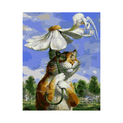 Daisy Umbrella Cat - 40x50 cm paint by numbers kit