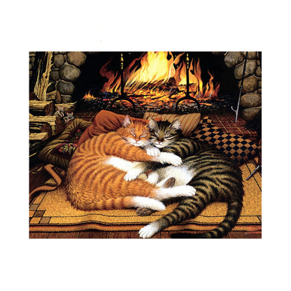 Fireside Cat Cuddle - 40x50 cm paint by numbers kit