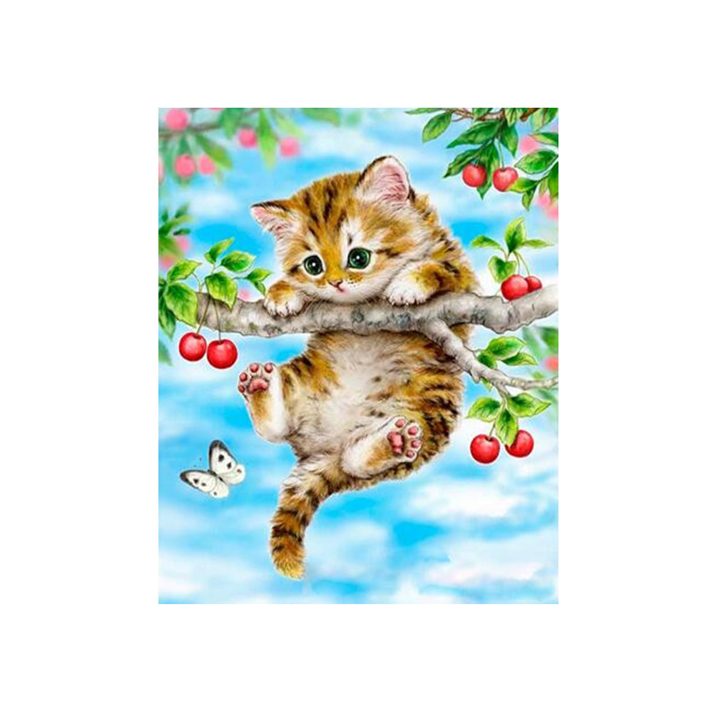 Kitten in Cherry Tree - 40x50 cm paint by numbers kit