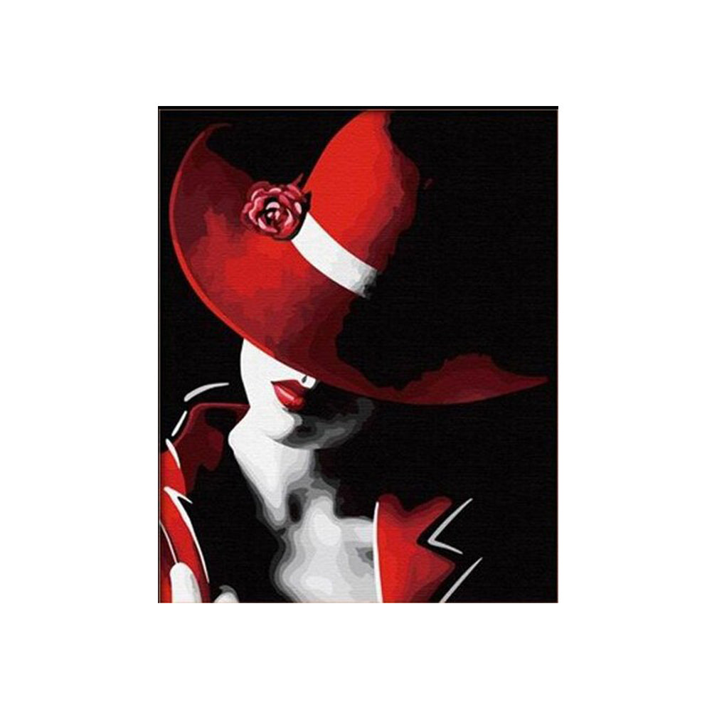Lady in the Crimson Hat - 40x50 cm paint by numbers kit