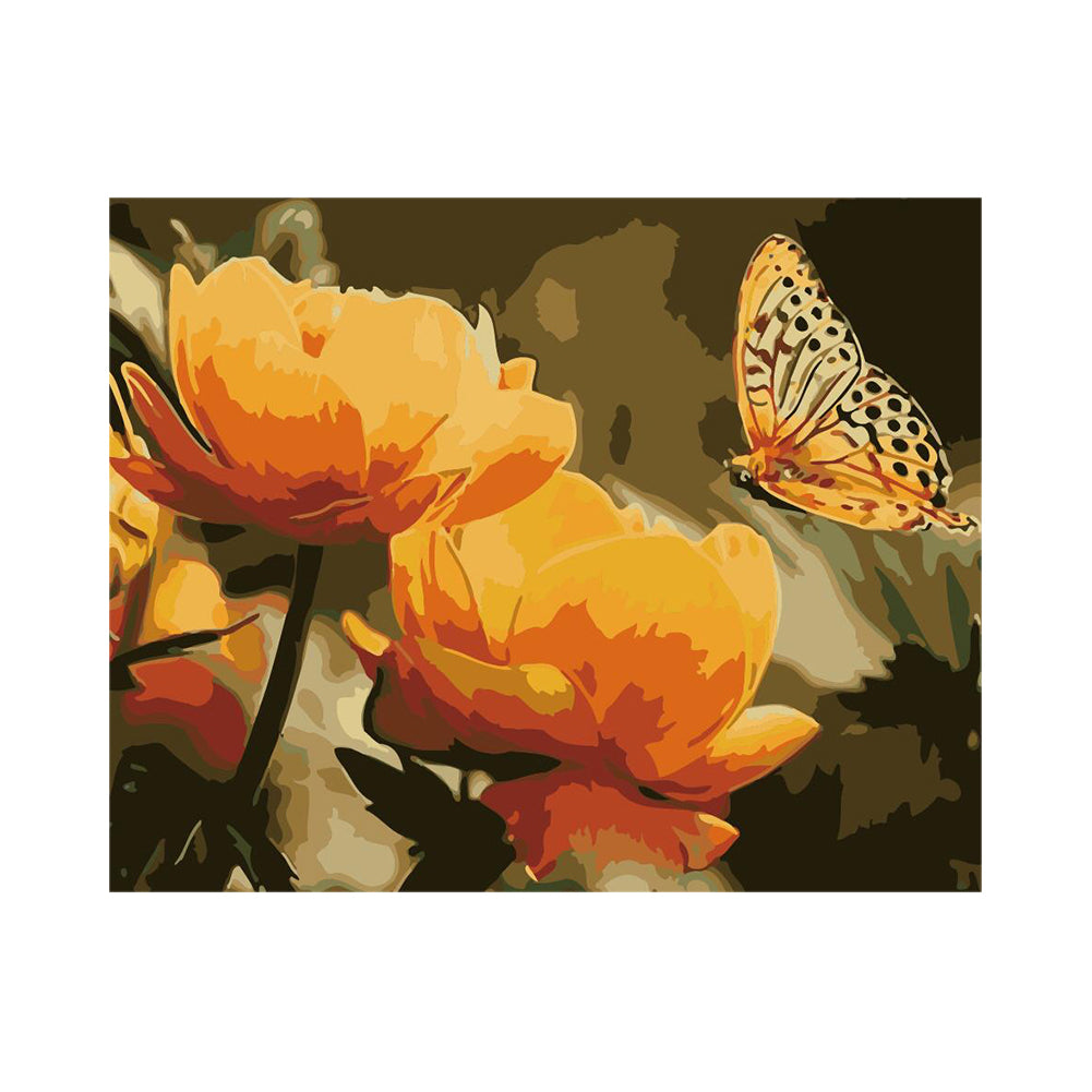 Golden Butterfly and Flowers - 40x50 cm paint by numbers kit