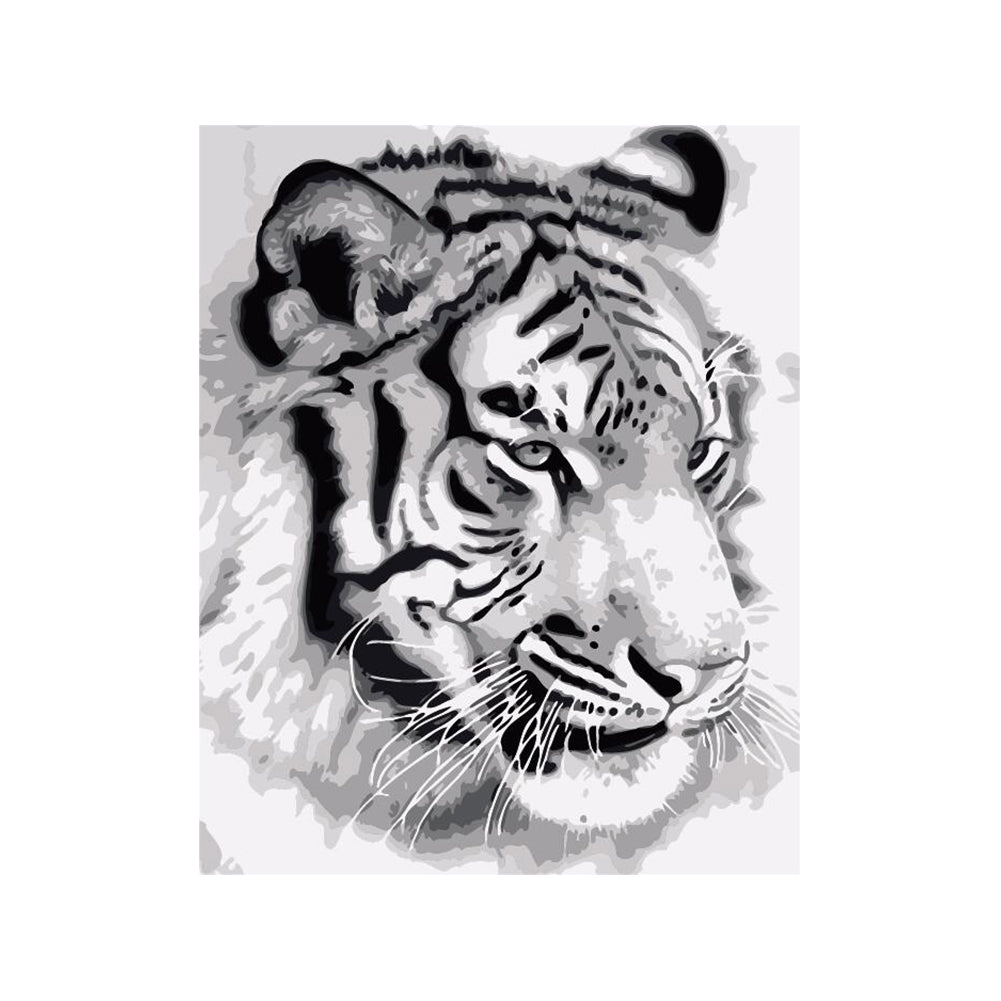 Monochrome Tiger Portrait - 40x50 cm paint by numbers kit