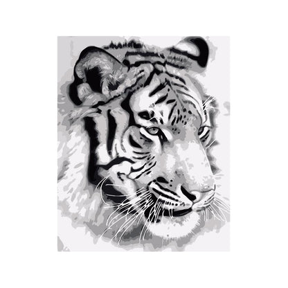 Monochrome Tiger Portrait - 40x50 cm paint by numbers kit
