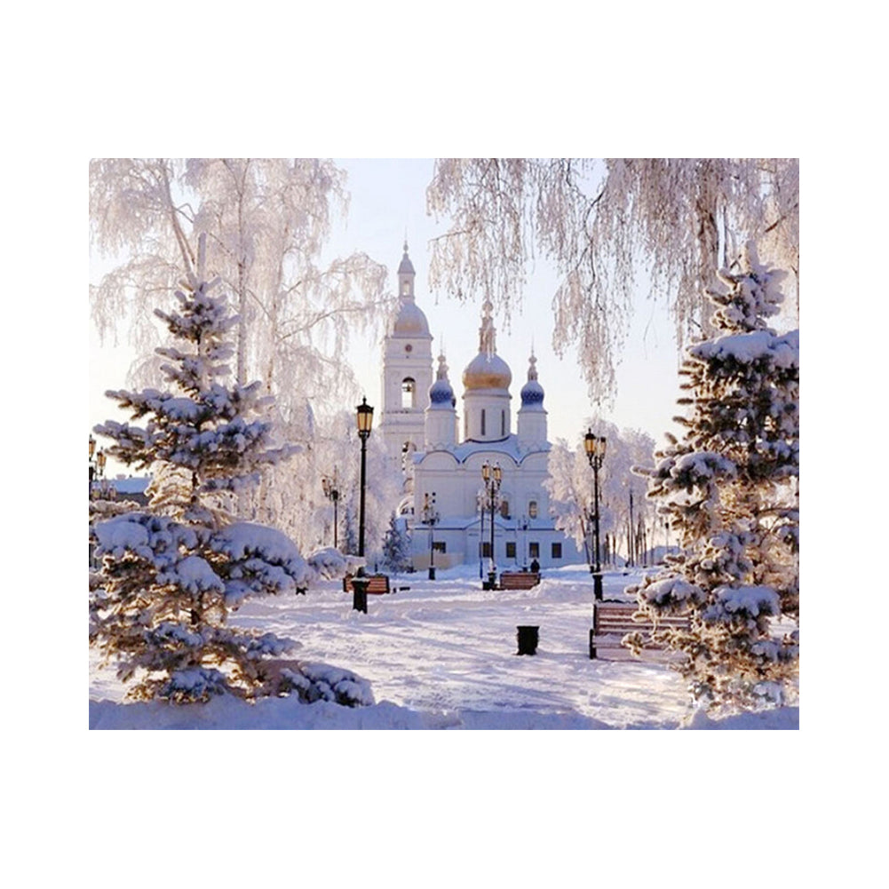 Snowy Cathedral Garden - 40x50 cm paint by numbers kit