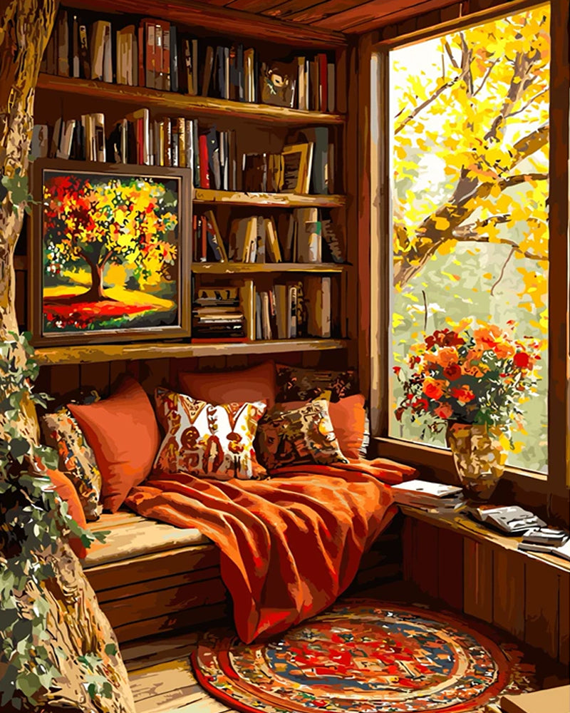 Cozy Reading Nook - 40x50 cm paint by numbers kit
