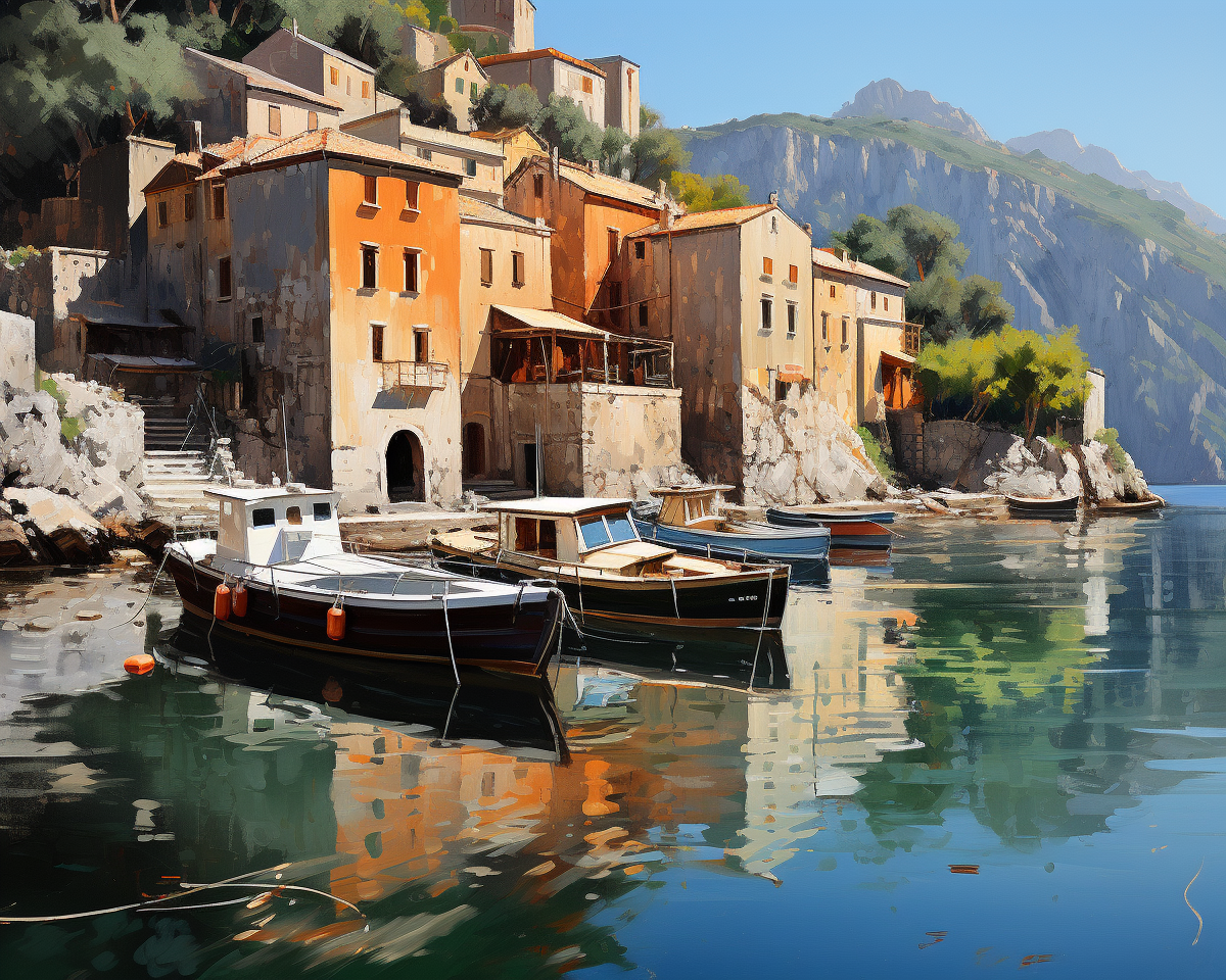 Mediterranean Harbor Escape - 40x50 cm