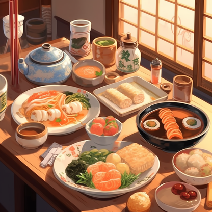 Japanese Breakfast Spread paint by numbers artwork