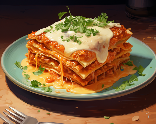 Cheesy Lasagna Comfort paint by numbers artwork