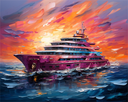 Luxury Yacht Sunset - 40x50 cm