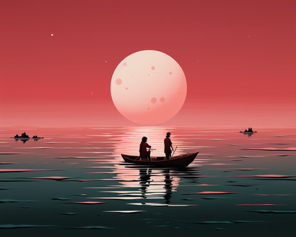 Pink Moon Boat Ride - 40x50 cm