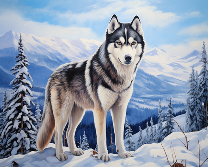 Majestic Snow Husky - 40x50 cm