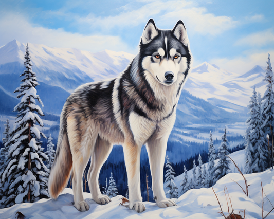 Majestic Snow Husky - 40x50 cm
