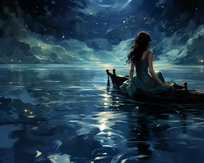 Moonlit Ocean Girl - 40x50 cm
