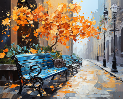 Autumn Street Bicycle - 40x50 cm