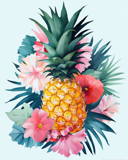 Tropical Pineapple Bloom paint by numbers artwork