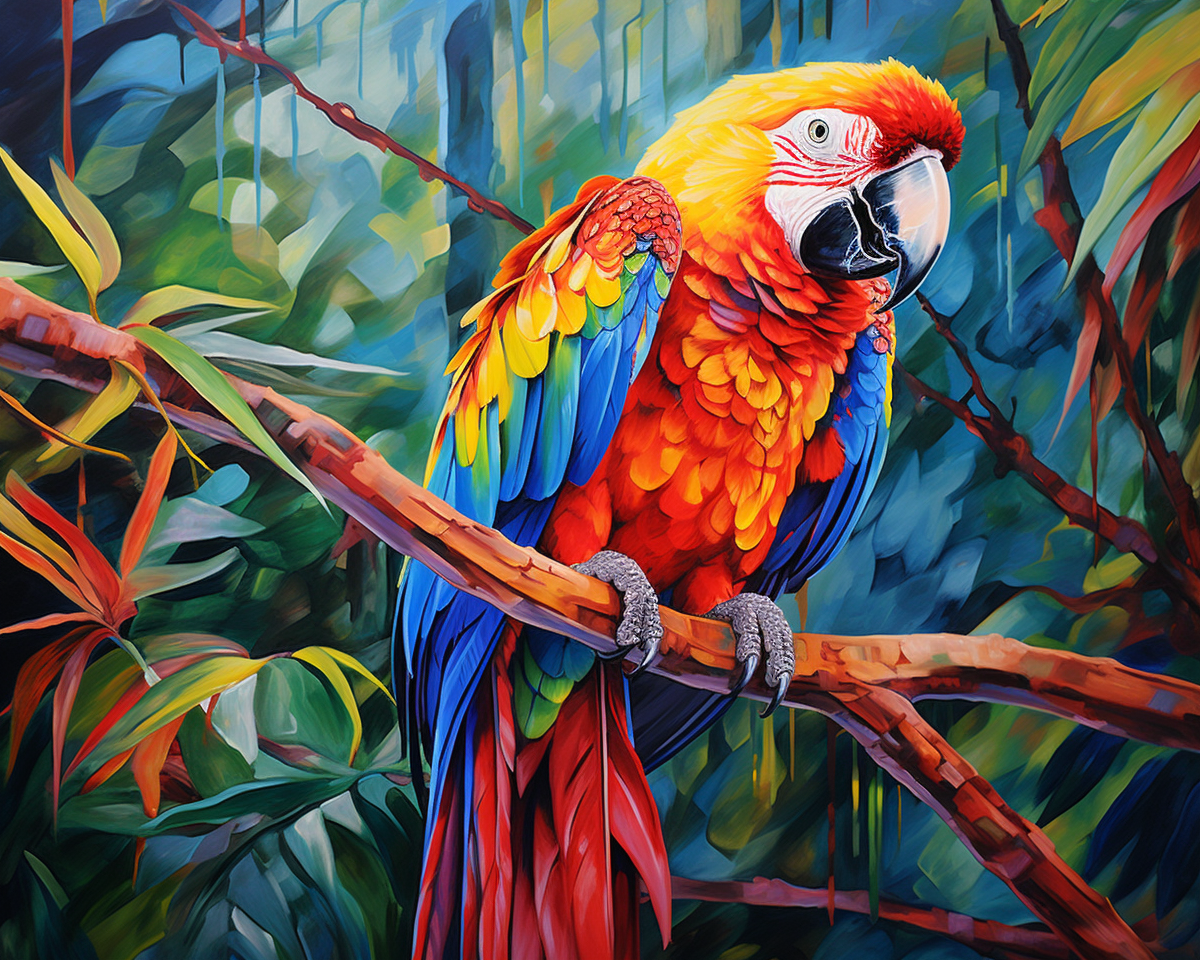 Tropical Scarlet Macaw - 40x50 cm
