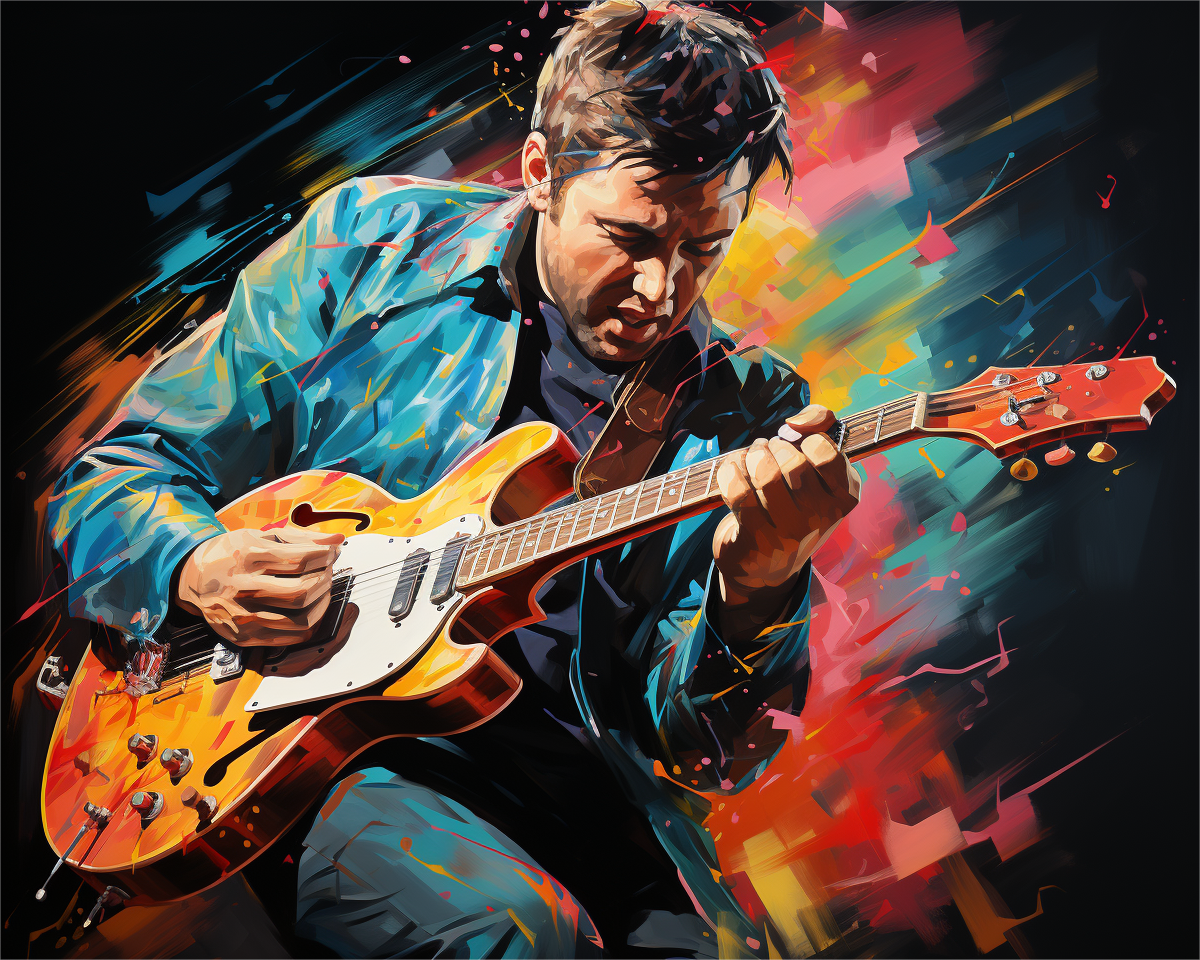 Color Burst Guitarist - 40x50 cm