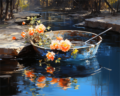 Floating Flowers on Water - 40x50 cm