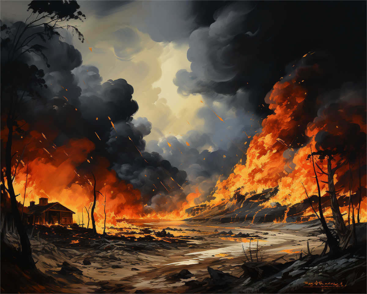 Wildfire Storm Landscape - 40x50 cm