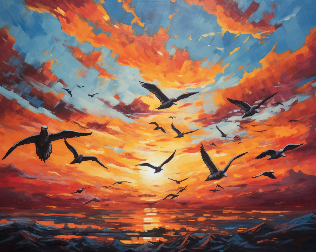 Flight at Sunset