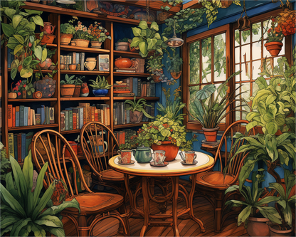 Greenhouse Tea Room paint by numbers artwork