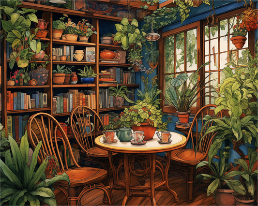 Greenhouse Tea Room paint by numbers artwork