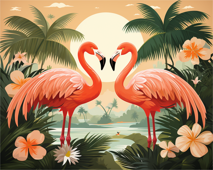 Tropical Flamingo Pair