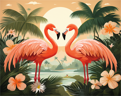 Tropical Flamingo Pair