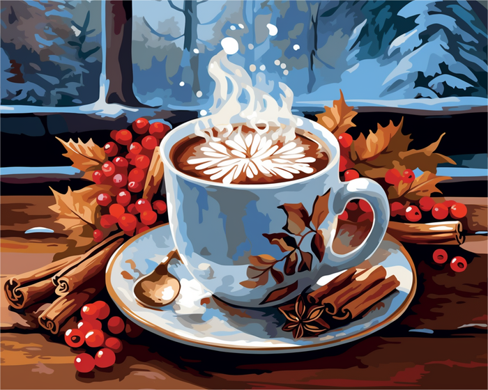 Warm Coffee by the Window paint by numbers artwork