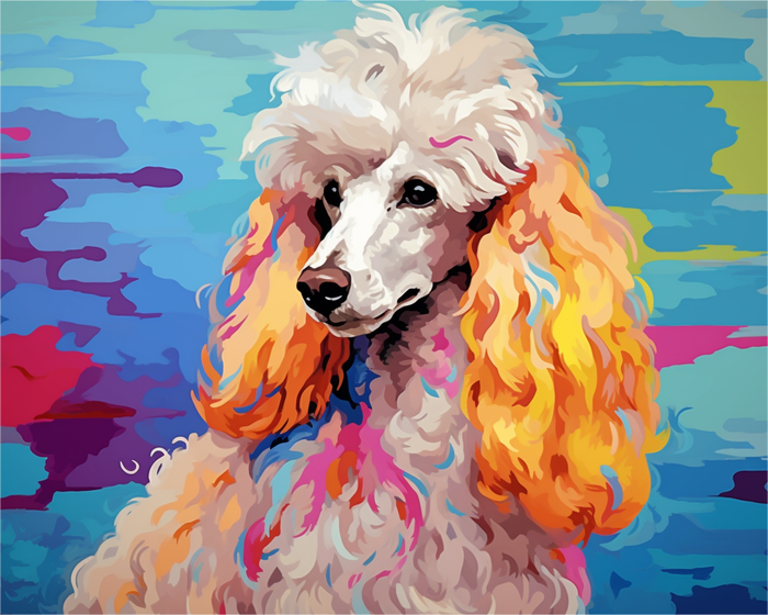 Rainbow Poodle Portrait