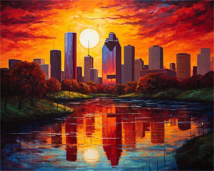 Fiery City Skyline - 40x50 cm