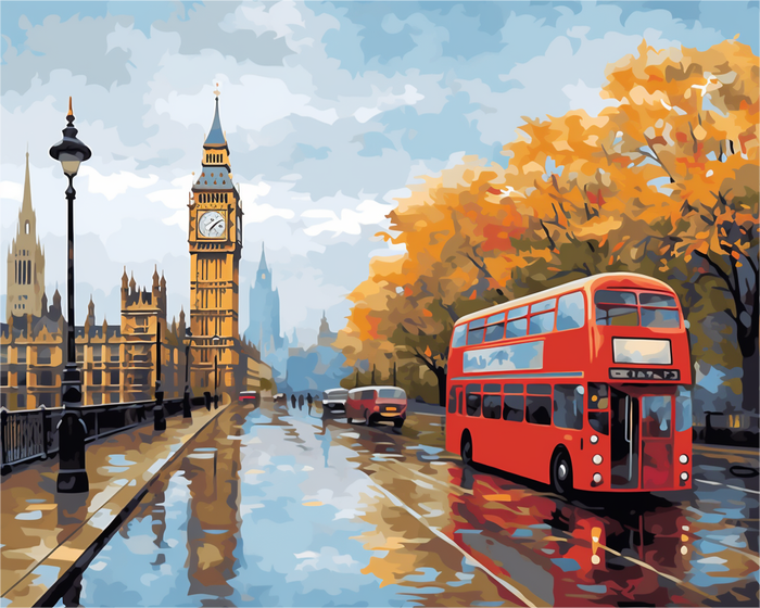 London Red Bus Autumn - 40x50 cm