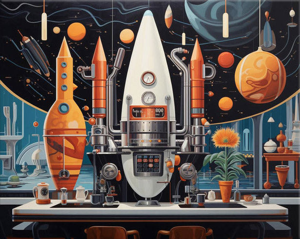 Retro Space Rocket Lab - 40x50 cm