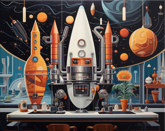 Retro Space Rocket Lab - 40x50 cm