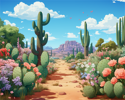 Desert Bloom Cactus Trail - 40x50 cm