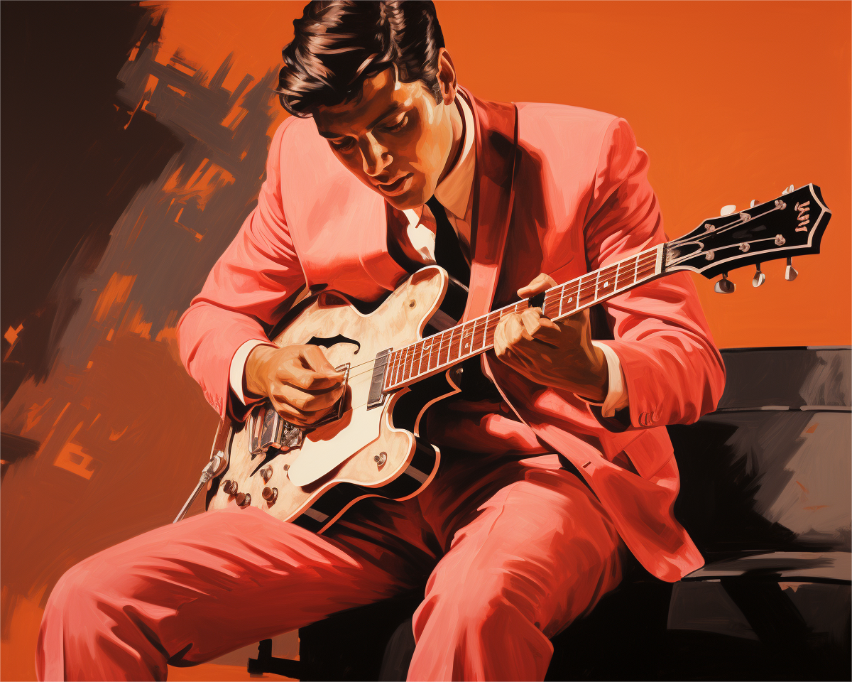 Retro Red Suit Guitarist - 40x50 cm