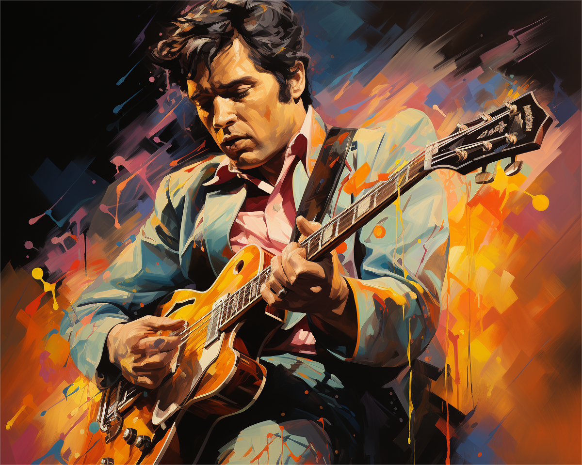 Electric Jazz Guitar Player - 40x50 cm