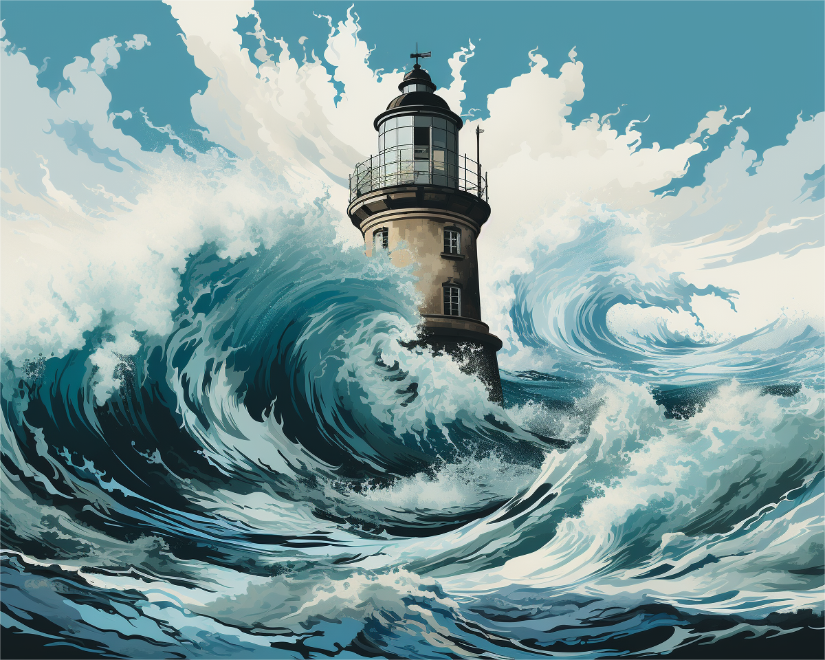 Storm Wave Lighthouse - 40x50 cm