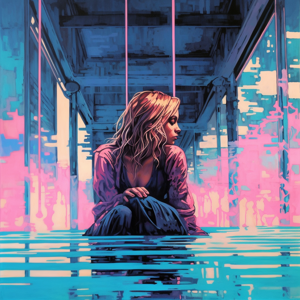 Neon Reflection Girl - 40x50 cm