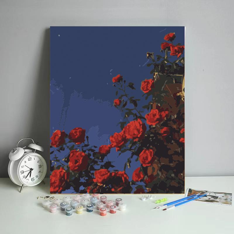 Midnight Red Rose Garden - 40x50 cm paint by numbers kit