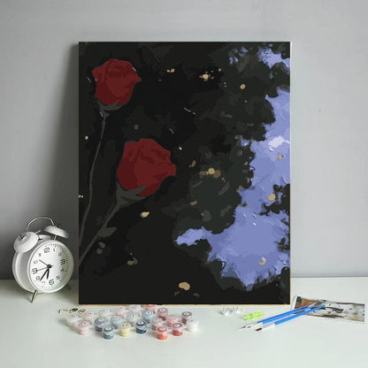 Moonlit Crimson Roses - 40x50 cm paint by numbers kit