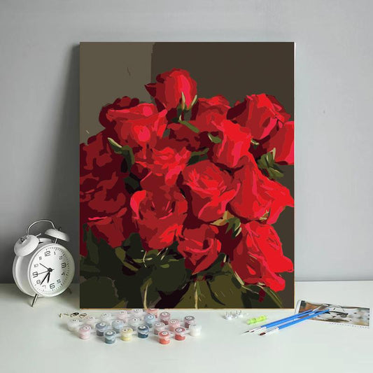 Classic Red Rose Bouquet - 40x50 cm paint by numbers kit