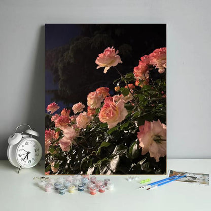 Moonlit Pink Roses - 40x50 cm paint by numbers kit
