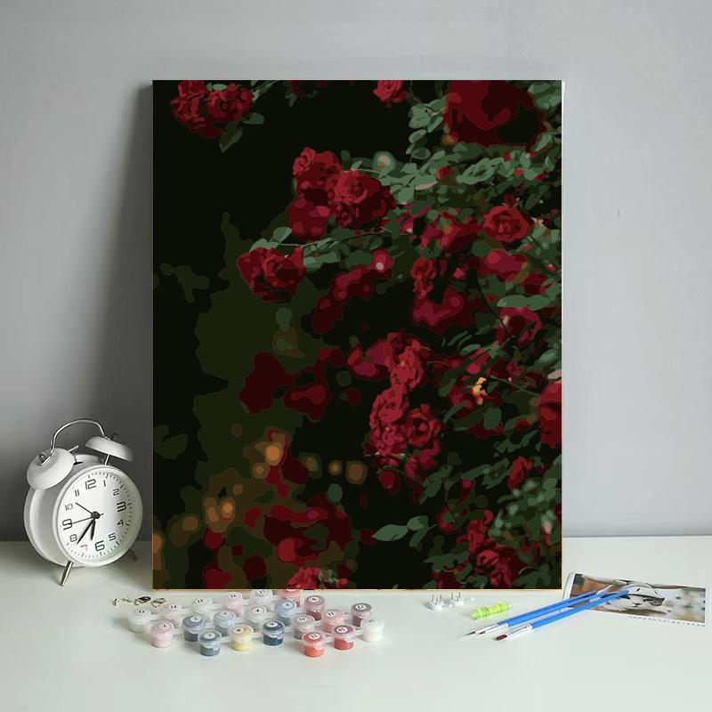 Crimson Roses at Night - 40x50 cm paint by numbers kit