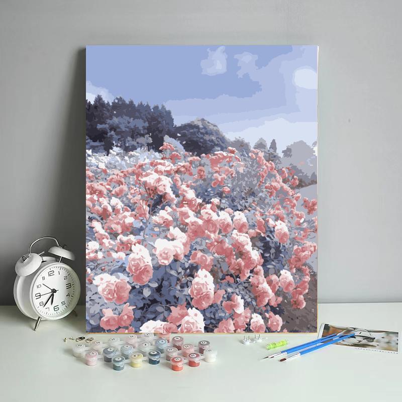 Soft Pink Rose Meadow - 40x50 cm paint by numbers kit