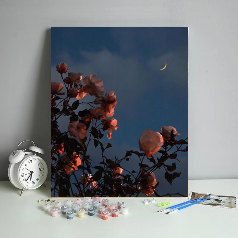 Moonlit Roses at Dusk - 40x50 cm paint by numbers kit