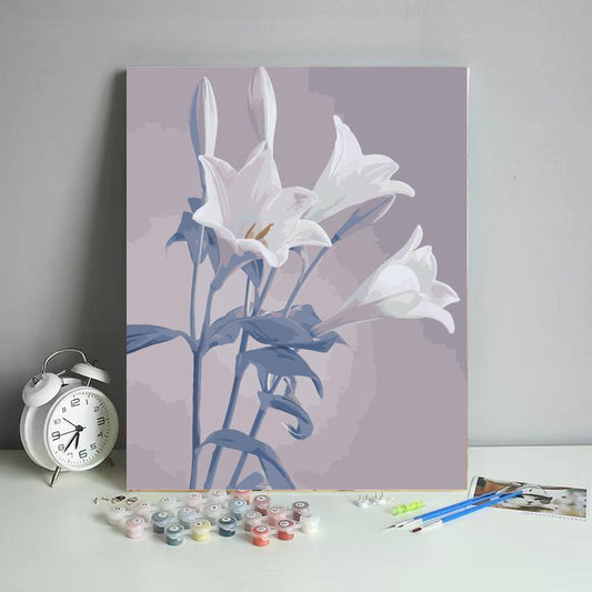 White Lilies in Lavender - 40x50 cm paint by numbers kit