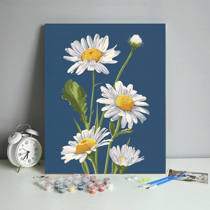 Daisies on Deep Blue - 40x50 cm paint by numbers kit