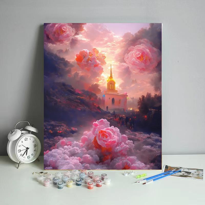Rose Cloud Chapel - 40x50 cm paint by numbers kit