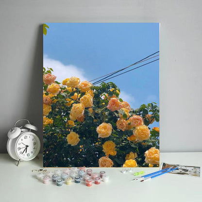 Golden Roses Under Blue Skies - 40x50 cm paint by numbers kit